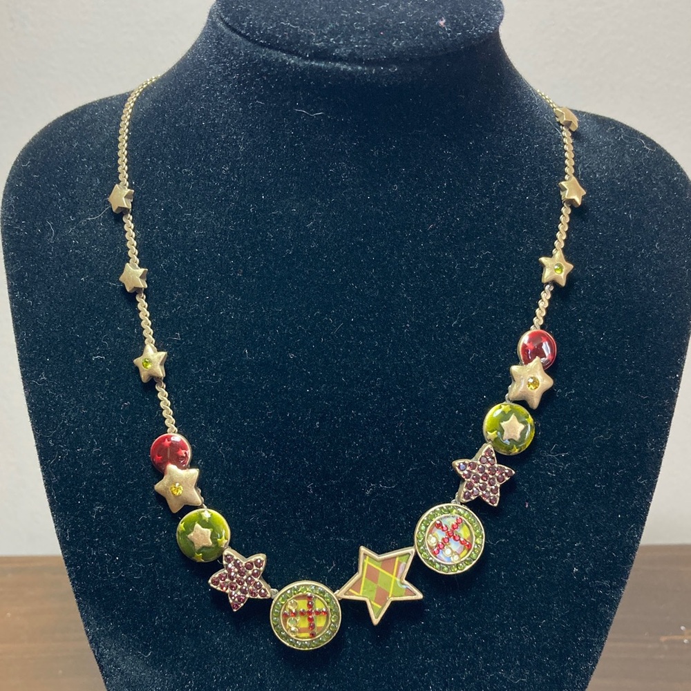 Pilgrim Gold Necklace with Red and Green Stars